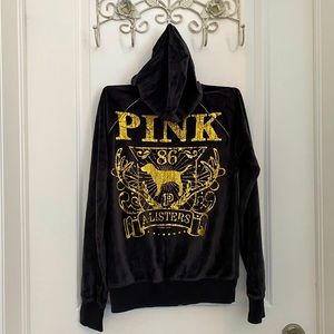 Pink: Velour zip up